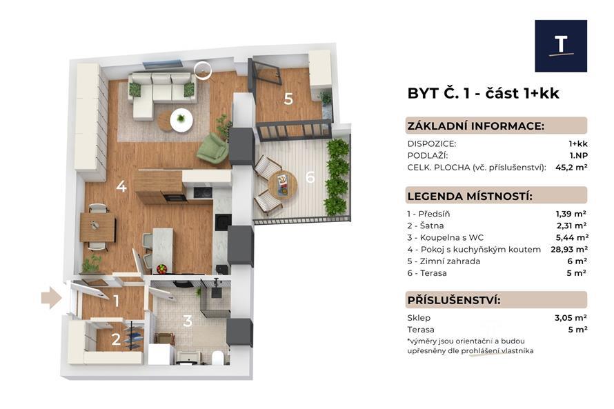 3D půdorys - byt č.1 - část 1+kk.jpg