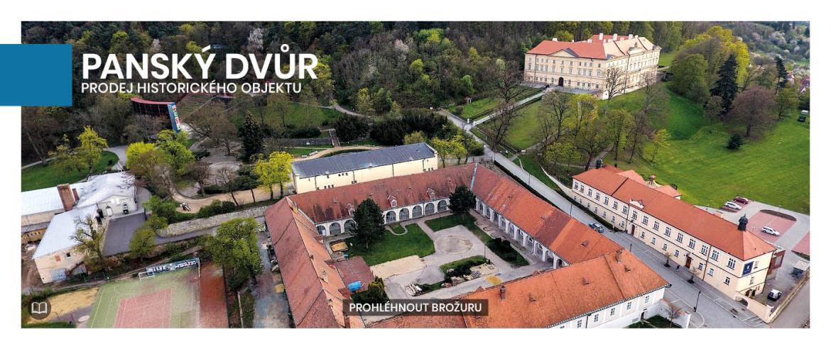 Brožura k prodeji historického objektu Panského dvora v Boskovicích